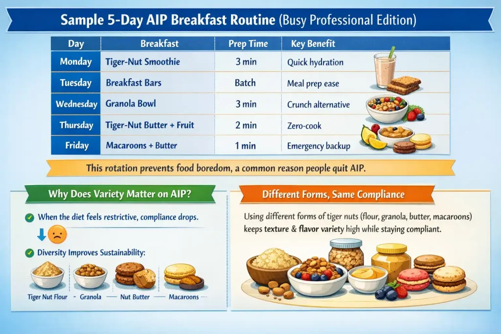 Sample 5-Day AIP Breakfast Routine (Busy Professional Edition)