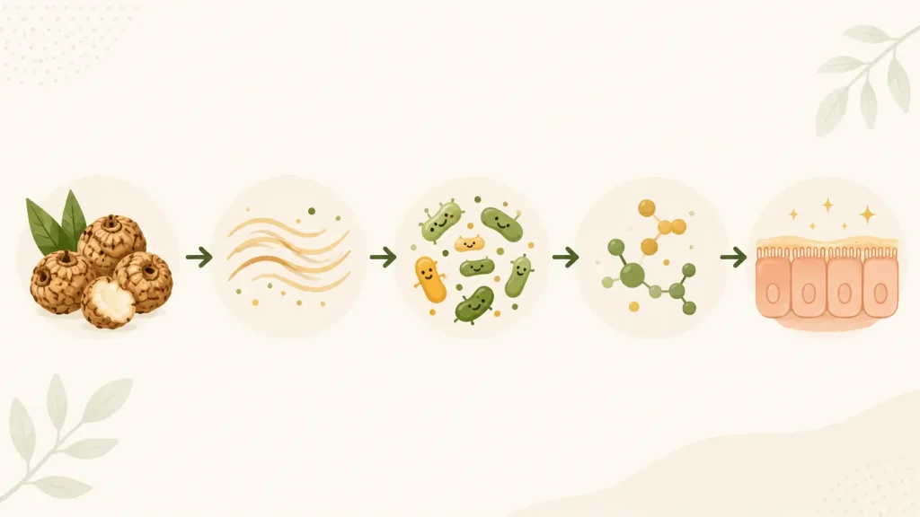 Tiger nut prebiotic fiber gut health pathway diagram